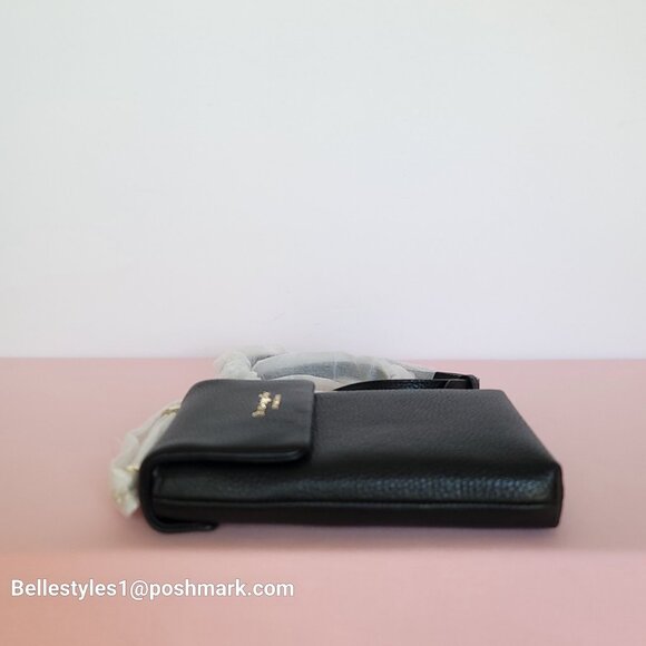 KATE SPADE Bradley North/South Pebbled Leather Phone Crossbody- Black color🎈⭐ - Picture 9 of 16